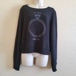 Wildfox If You Like It Pullover Sweater Size S Black New